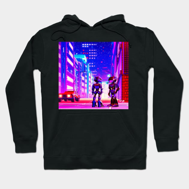 Cyberpunk city Hoodie by retroprints